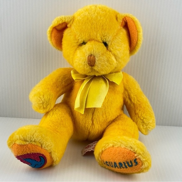 Russ Aquarius Bear Plush 7 inch Seated Yellow Teddy Bear - Picture 1 of 12